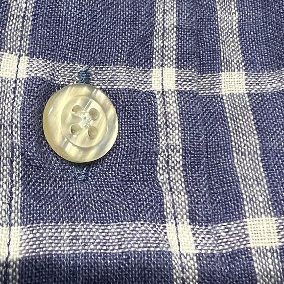 Orvis Linen Shirt Mens 2XL Blue Plaid Check Short Sleeve Outdoor Fishing Casual - Picture 5 of 9